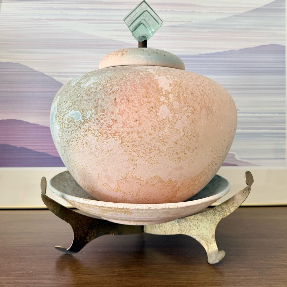 Vintage Ceramic Pot with Elegant Stand by Evans Studio